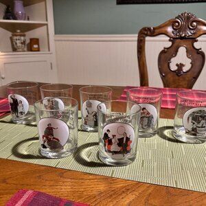 Set Of 7, Vintage,The Saturday Evening Post Norman Rockwell Glassware Collection